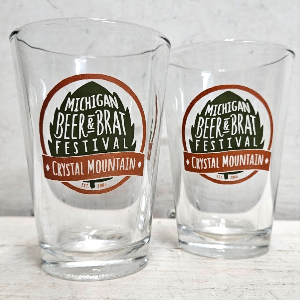Michigan Beer & Brat Festival Crystal Mountain 2006 set of bar drinking glasses